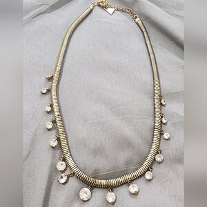 Anthropologie Gold Necklace with Crystal Drops